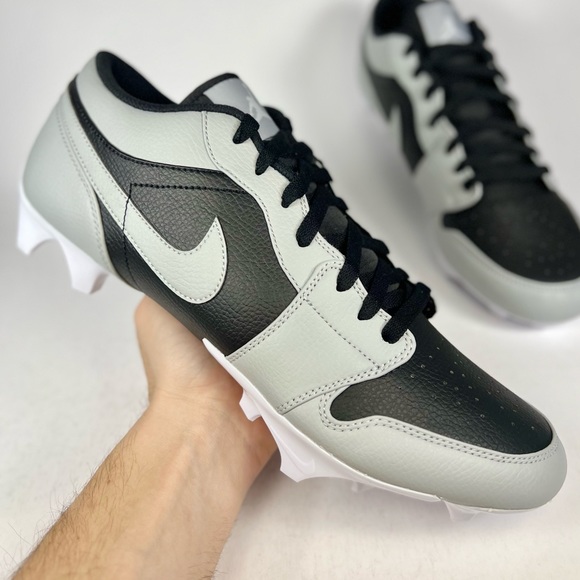 Jordan 1 Low TD Shadow Grey Black Football Cleats - Picture 1 of 10